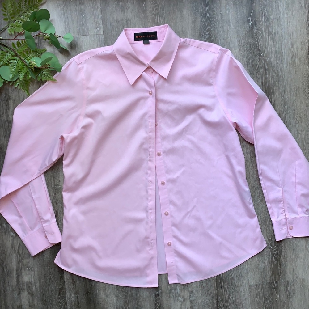 Nina McLemore Pink Button-Up Dress Shirt 100%Cottn